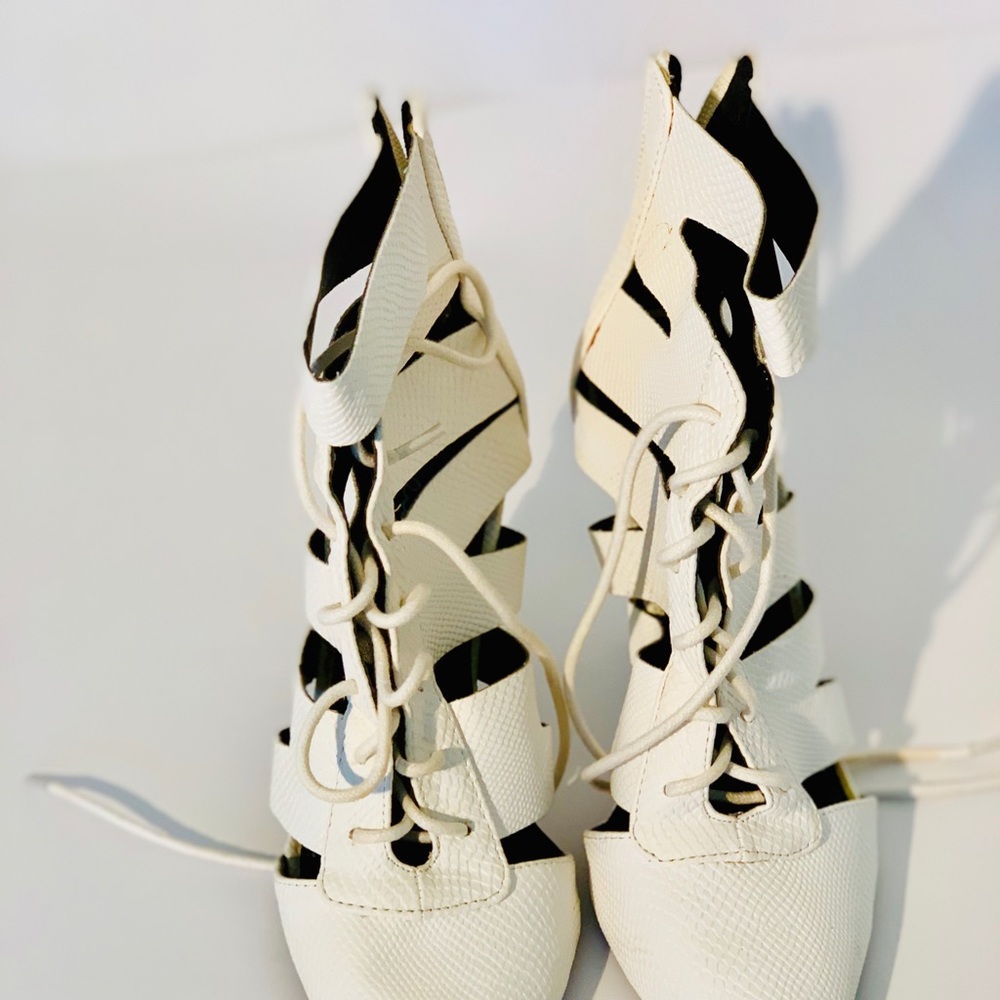 White Qupid Heeled and Lace Shoes